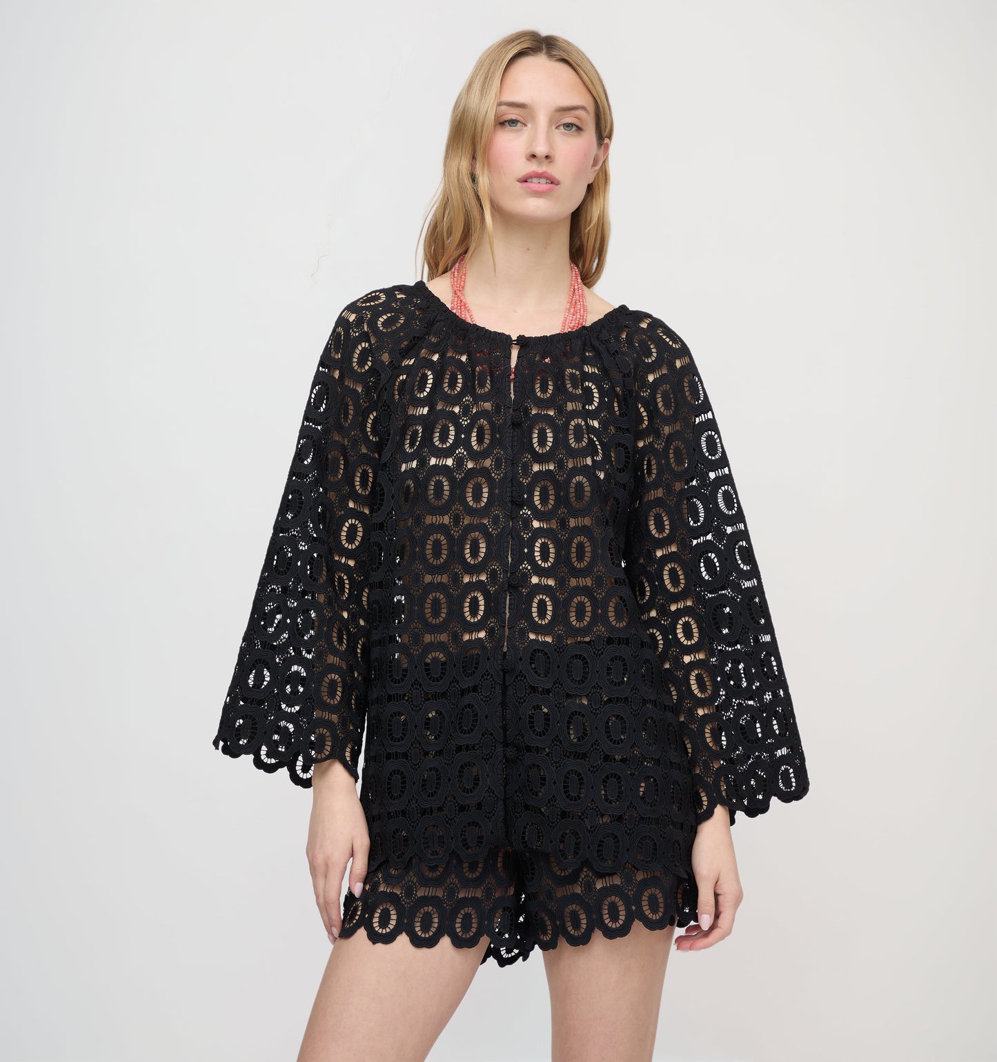 The Enella Tunic - Black Broderie