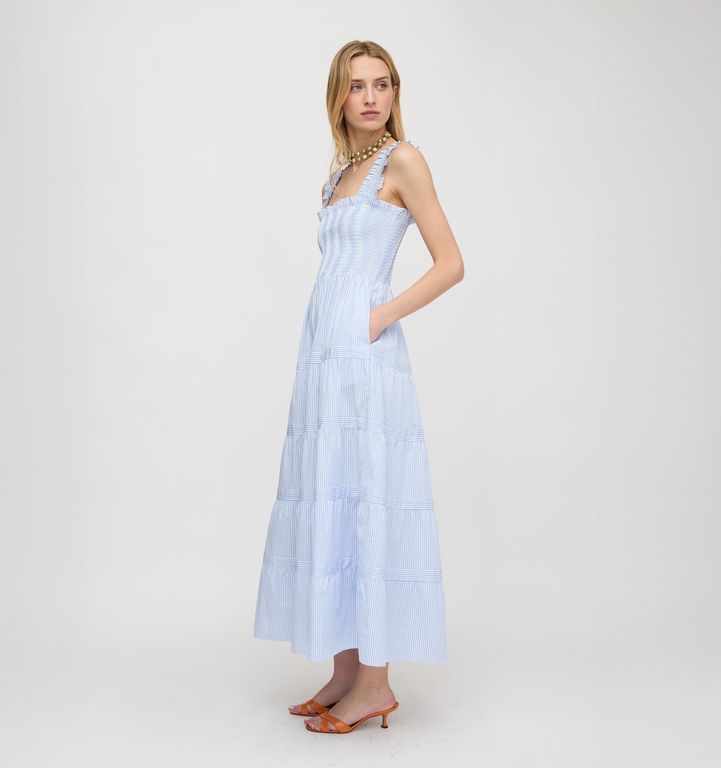 The Goldie Nap Dress - Blue/White Stripe