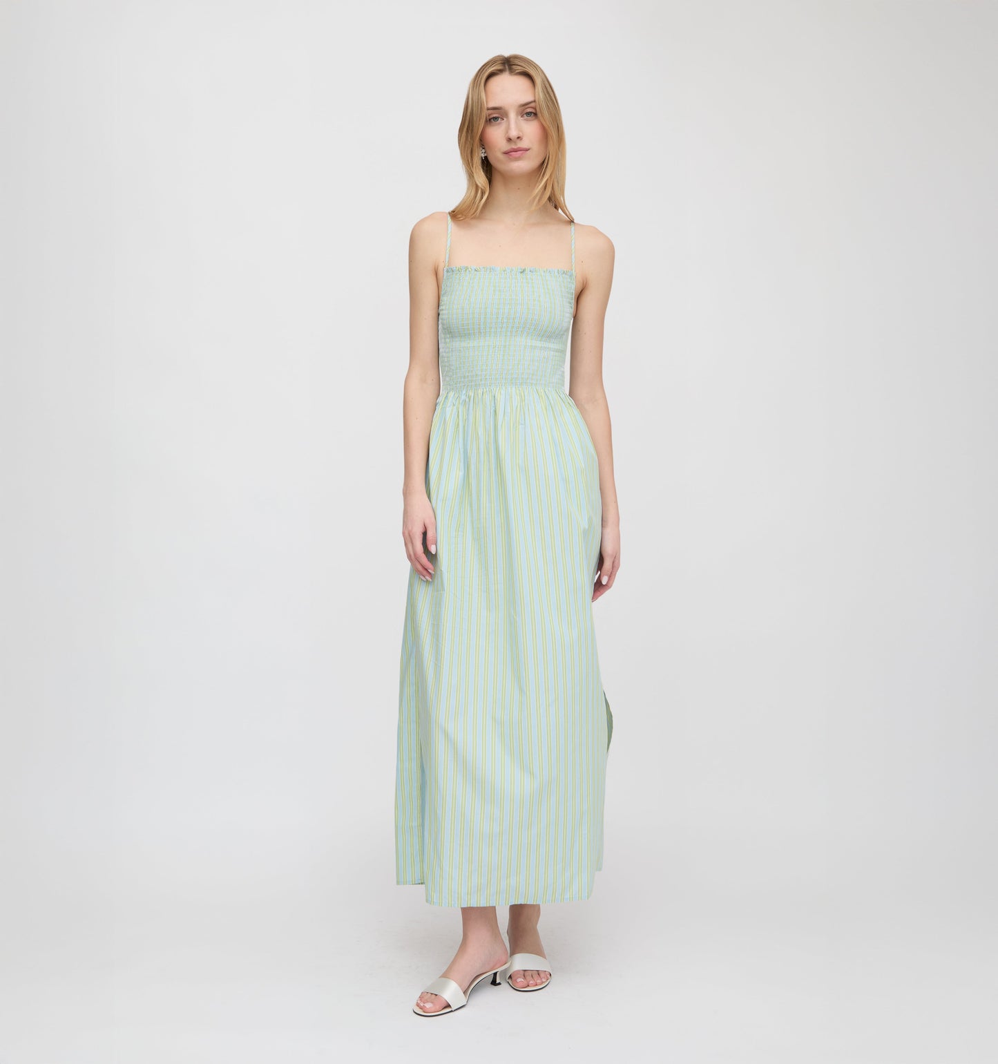 The Isabel Nap Dress - Blue/Green Stripe