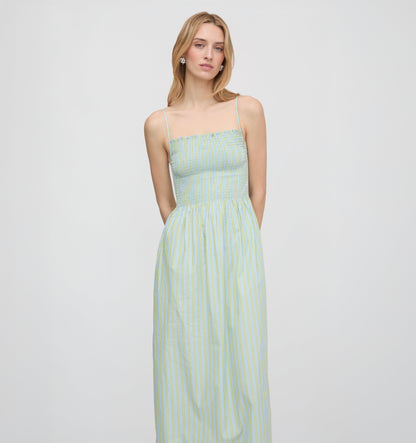 The Isabel Nap Dress - Blue/Green Stripe