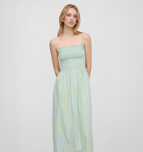 The Isabel Nap Dress - Blue/Green Stripe