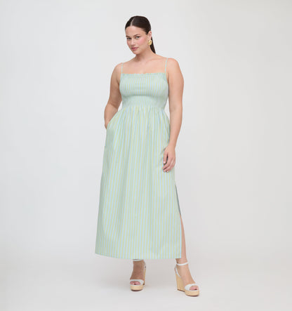 The Isabel Nap Dress - Blue/Green Stripe