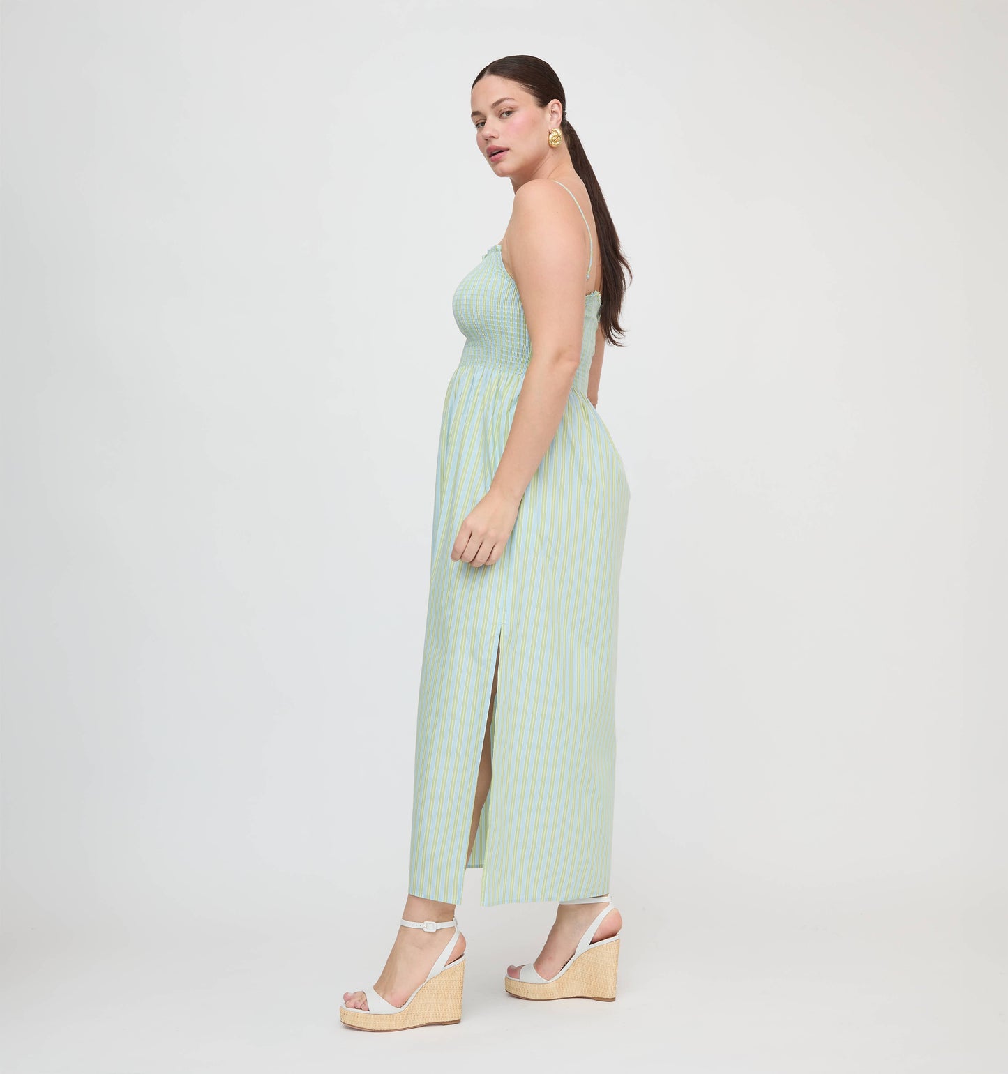 The Isabel Nap Dress - Blue/Green Stripe