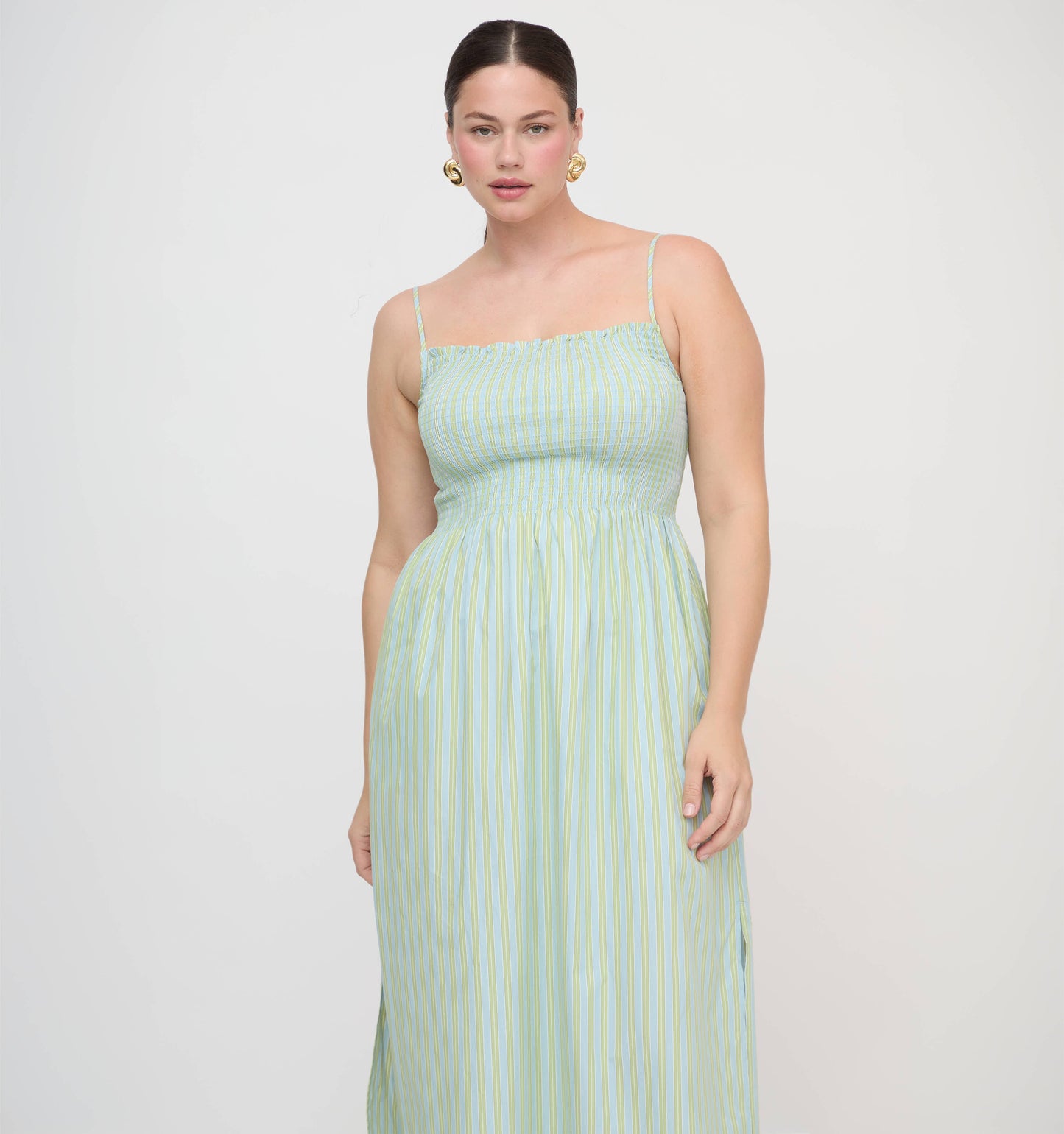 The Isabel Nap Dress - Blue/Green Stripe