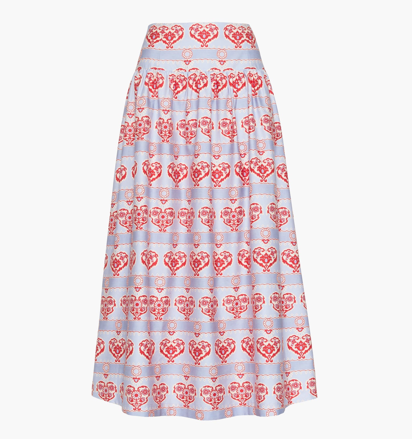 The Kate Midi Skirt - Poppy Damask Stripe