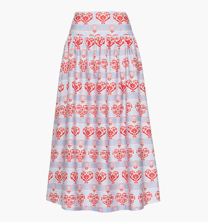 The Kate Midi Skirt - Poppy Damask Stripe
