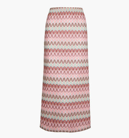 The Zoey Maxi Skirt - Pink Multi Smooth Shimmer Knit