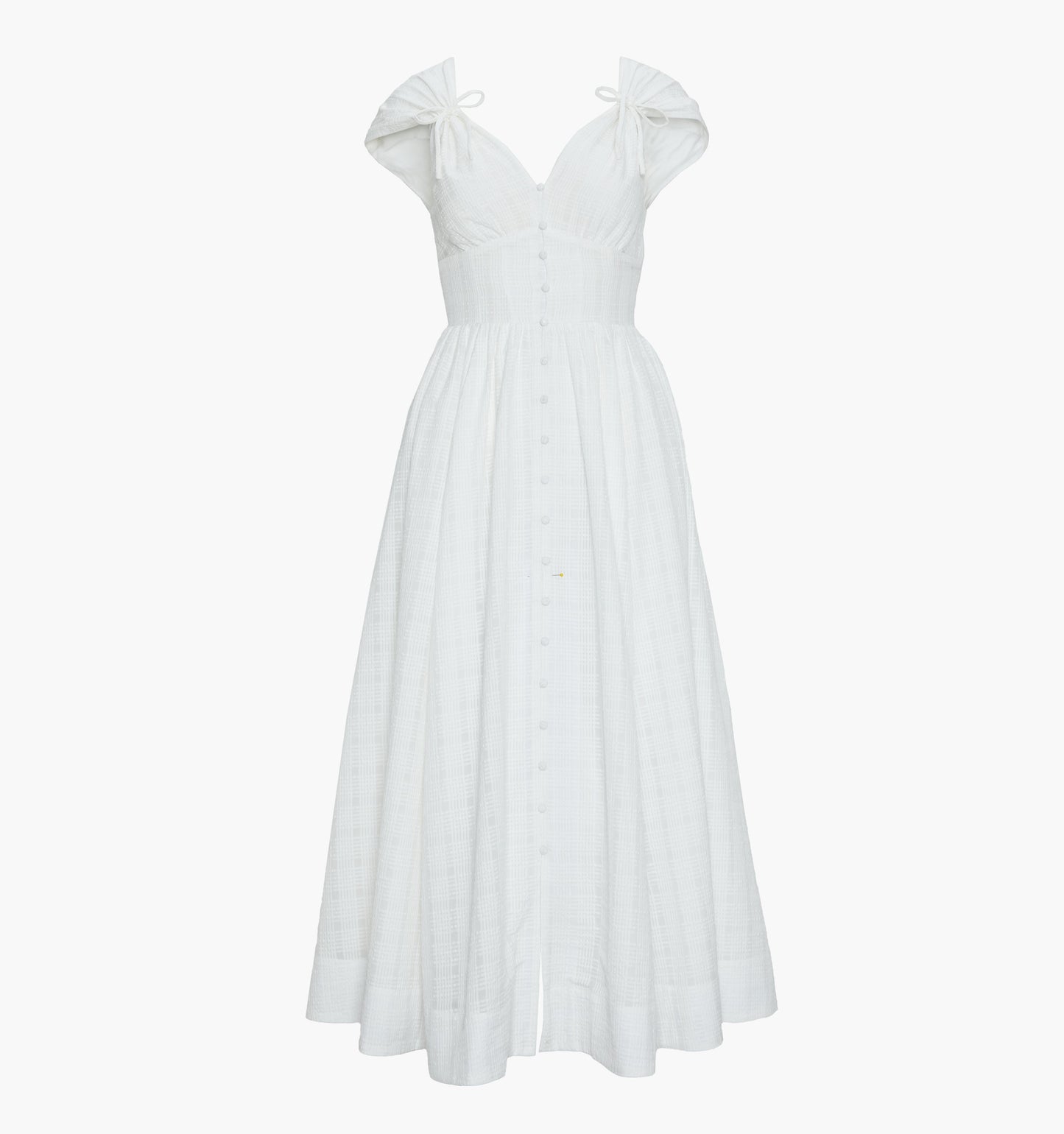 The Lucille Dress - White Crinkle Check