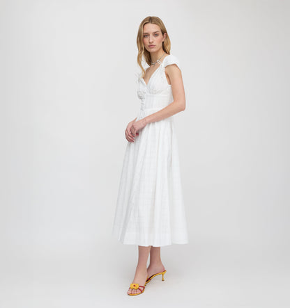The Lucille Dress - White Crinkle Check