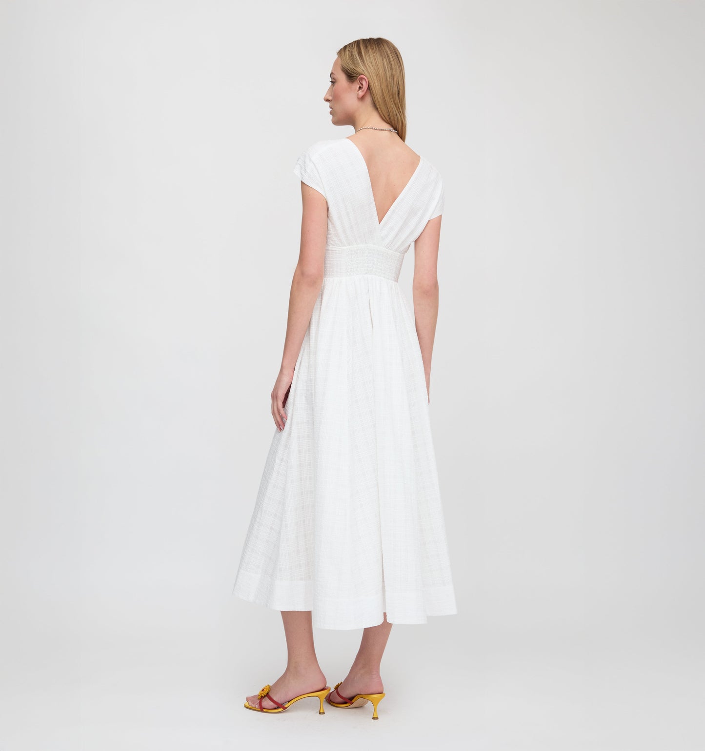 The Lucille Dress - White Crinkle Check