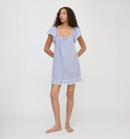 The Lucinda Nightgown - Blue/White Stripe