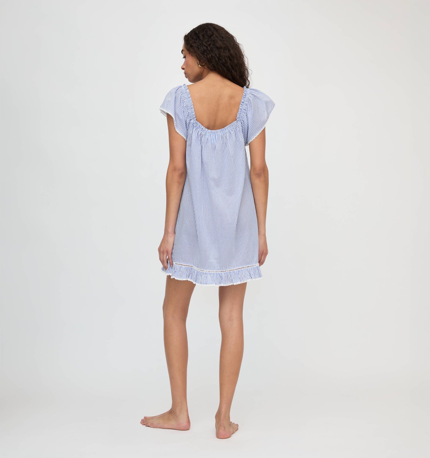 The Lucinda Nightgown - Blue/White Stripe