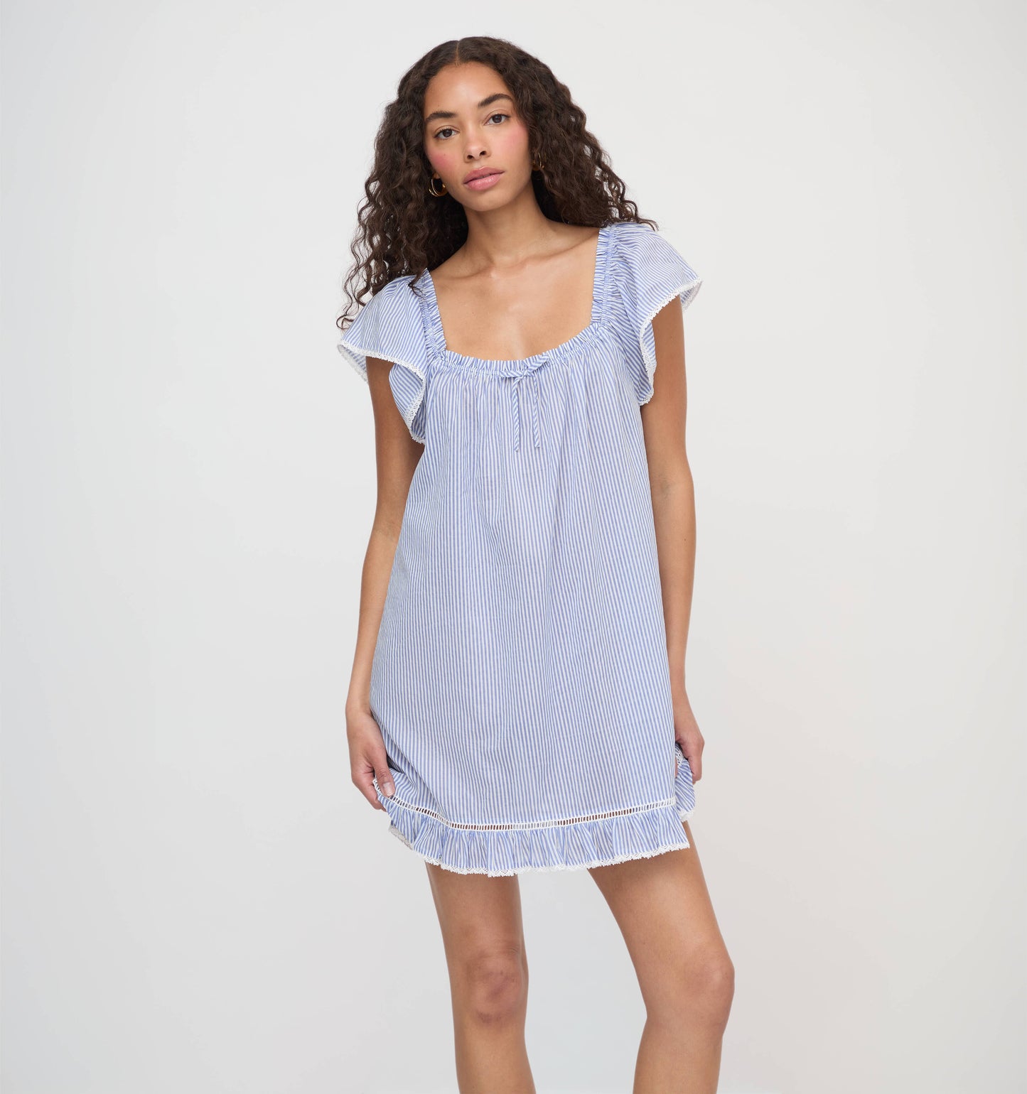 The Lucinda Nightgown - Blue/White Stripe