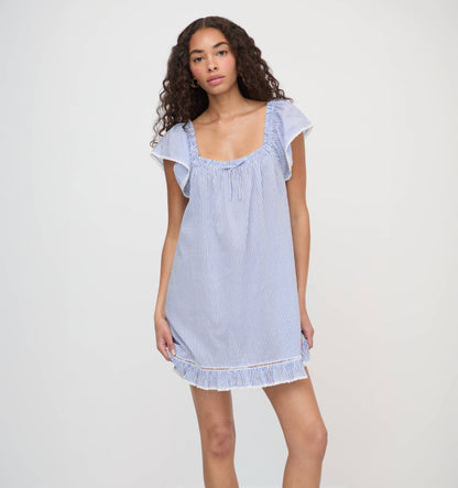 The Lucinda Nightgown - Blue/White Stripe