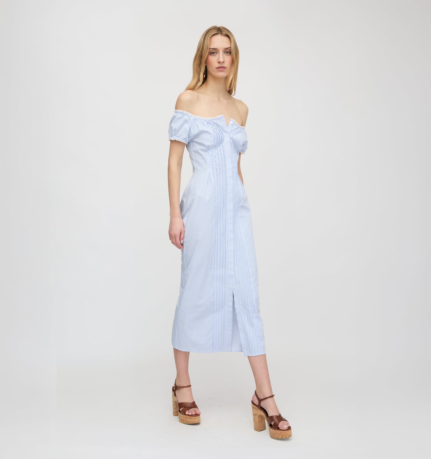 The Madison Dress - Blue/White Stripe