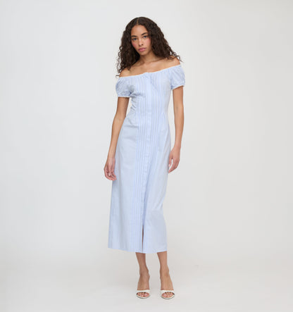 The Madison Dress - Blue/White Stripe