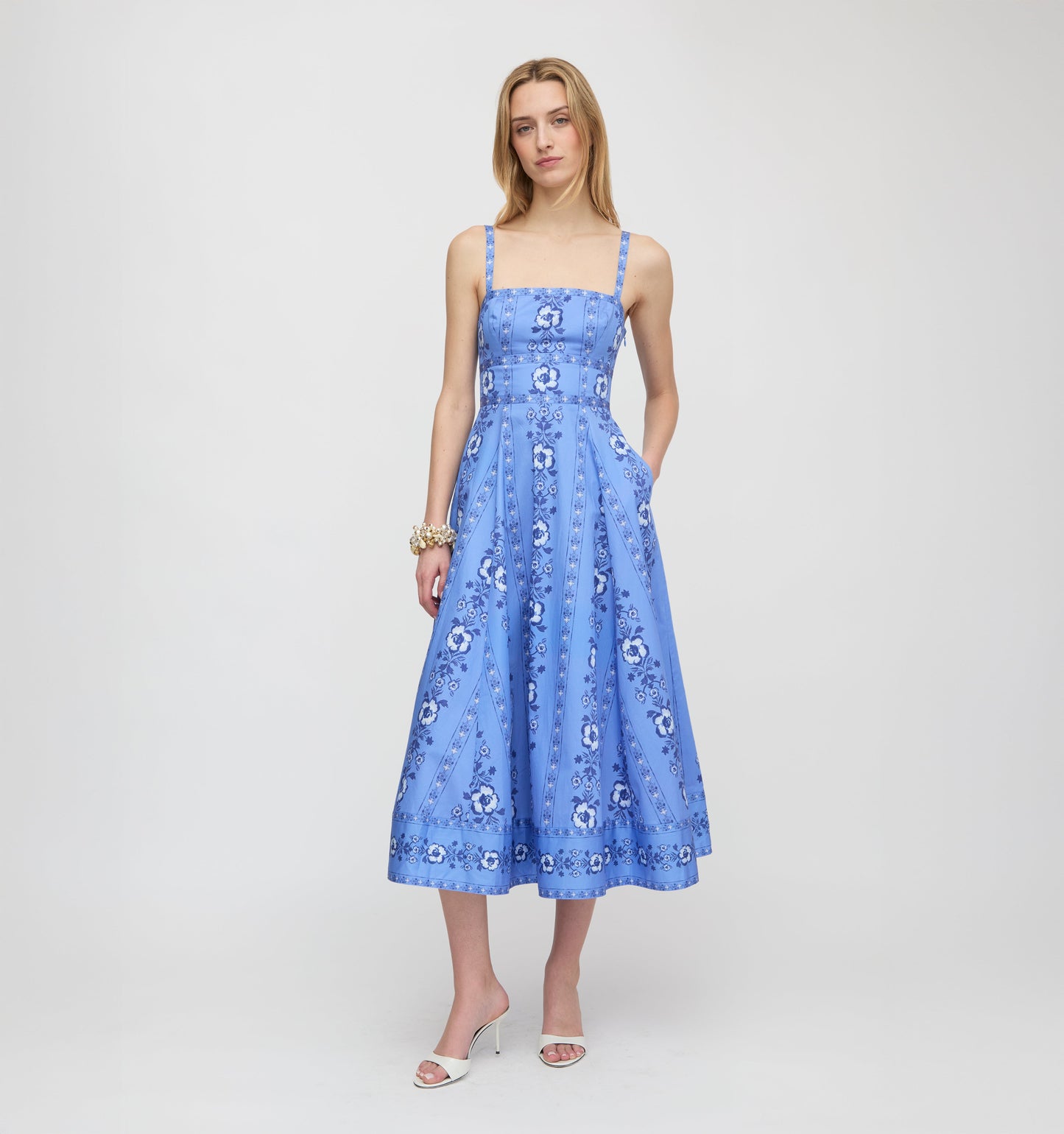 The Margot Dress - Blue Arcadia Border