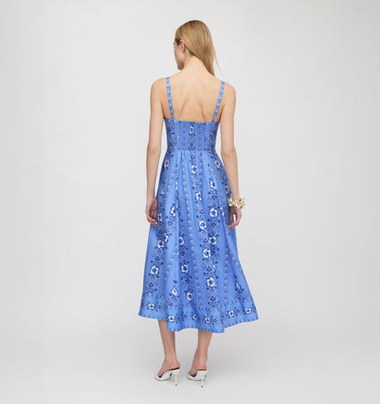 The Margot Dress - Blue Arcadia Border
