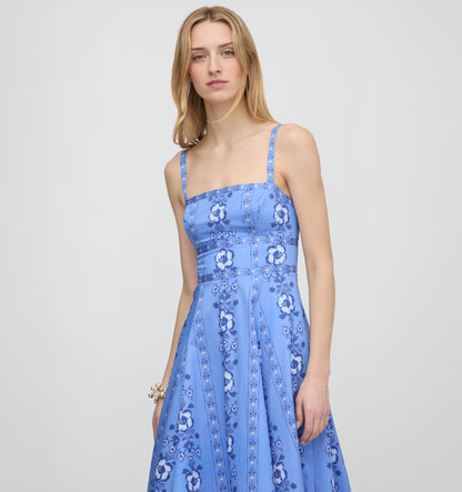 The Margot Dress - Blue Arcadia Border