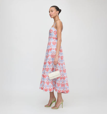 The Margot Dress - Poppy Damask Stripe