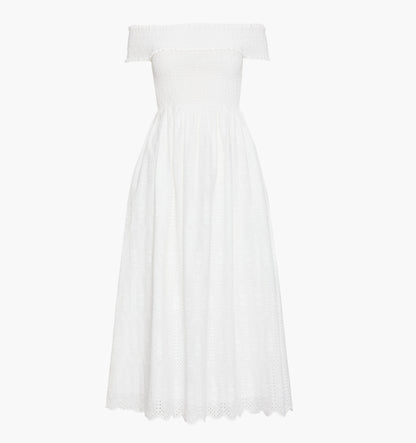 The Marguerite Nap Dress - White Trellis Broderie