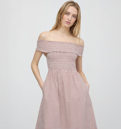 The Marguerite Nap Dress - Cognac Gingham
