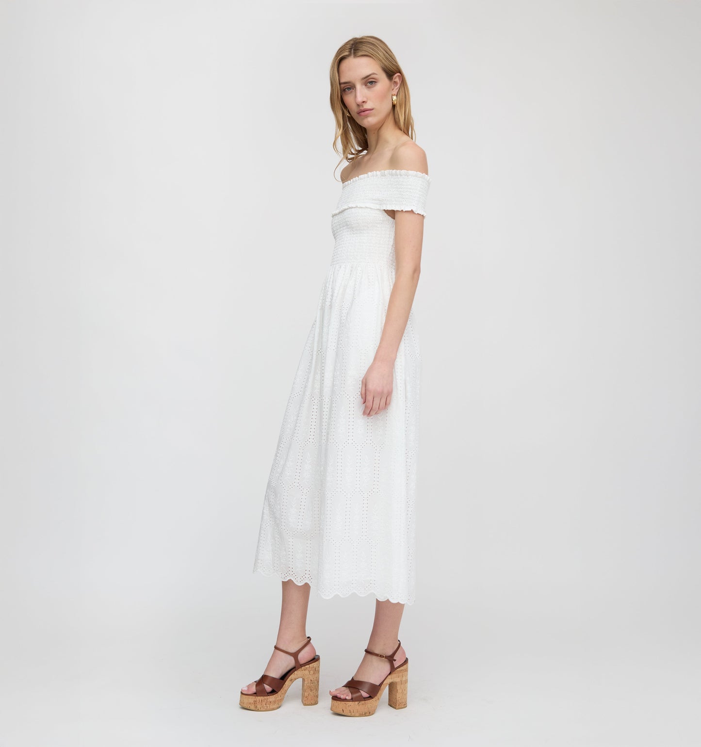 The Marguerite Nap Dress - White Trellis Broderie