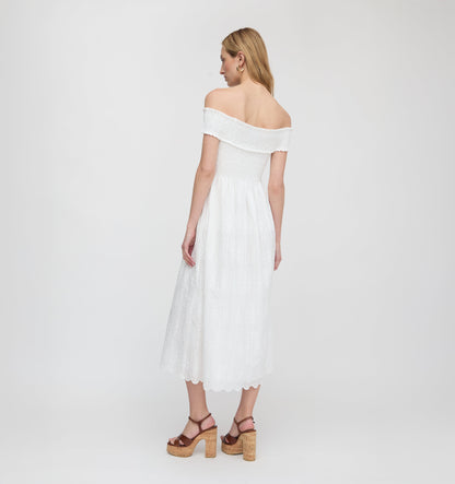 The Marguerite Nap Dress - White Trellis Broderie