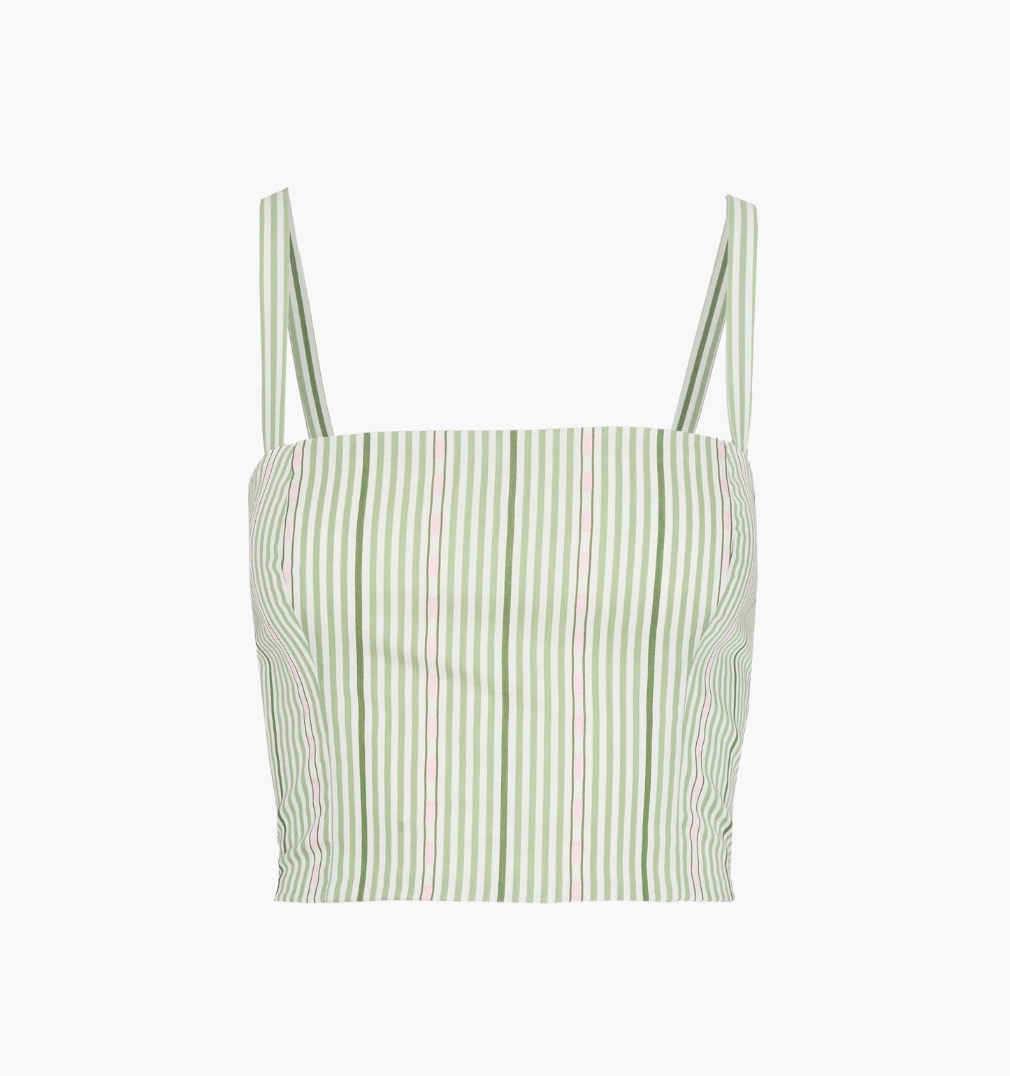 The Miranda Top - Green Jacquard Stripe