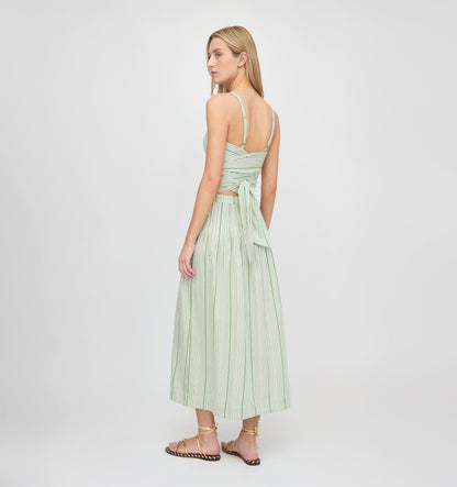 The Miranda Top - Green Jacquard Stripe
