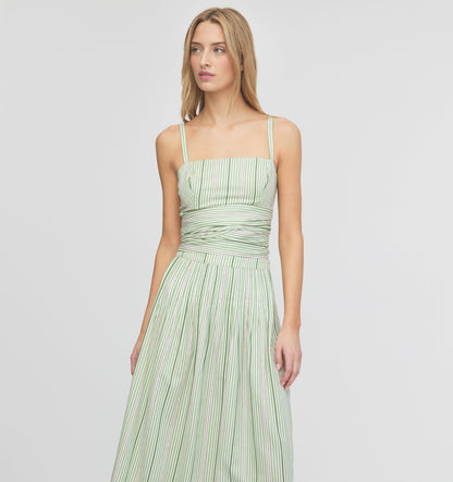 The Miranda Top - Green Jacquard Stripe