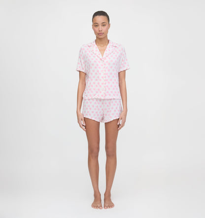 The Paige Pajama Set - Pink Doily Heart