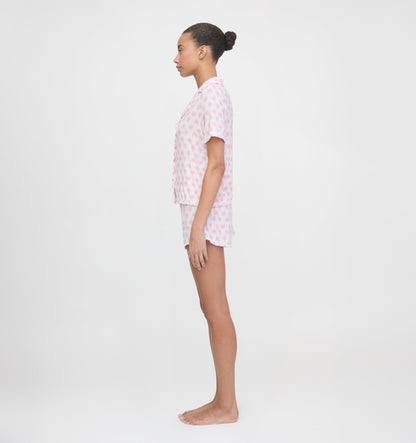 The Paige Pajama Set - Pink Doily Heart