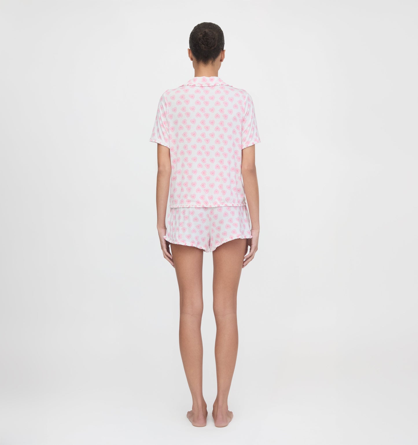 The Paige Pajama Set - Pink Doily Heart