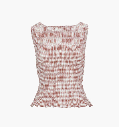 The Phoebe Nap Top - Cognac Gingham