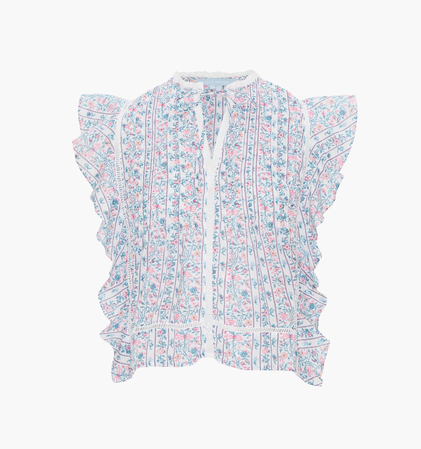 The Ramona Top - White Etched Floral Stripe