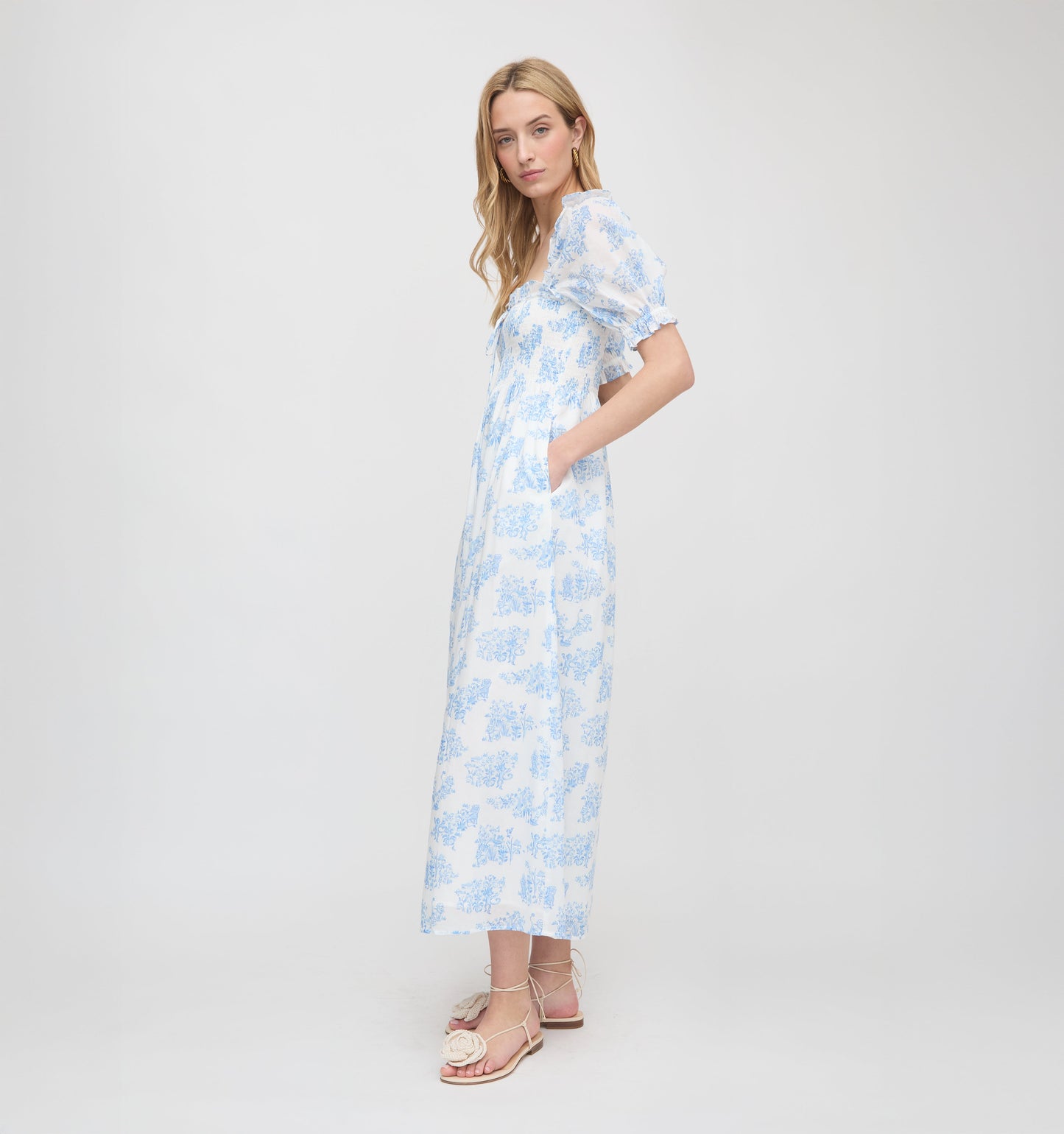 Roller Rabbit x Hill House Scarlett Midi Nap Dress - Blue Sherwood Forest Monkey