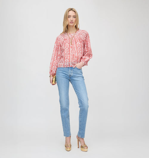 The Skye Top - Coral Corsica Paisley