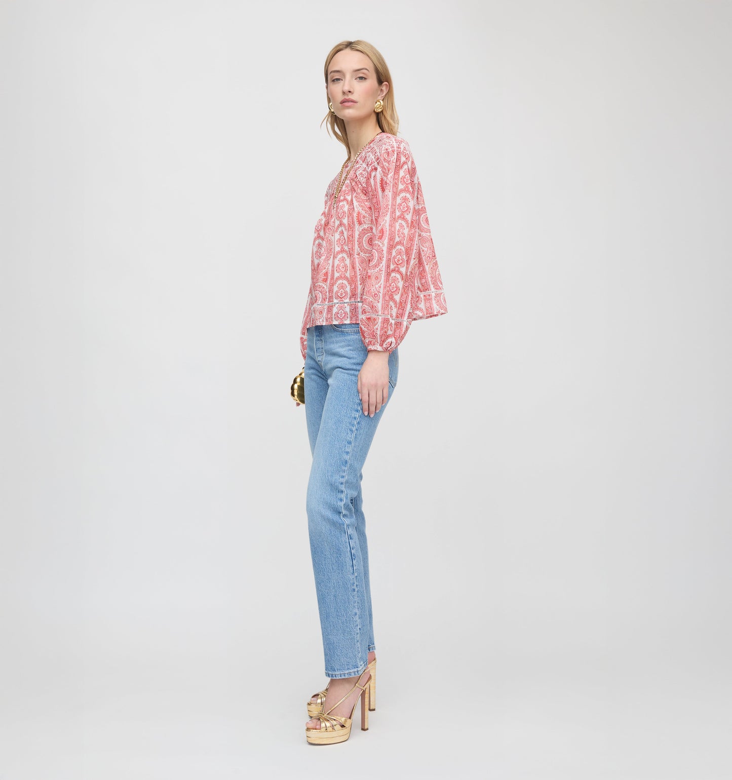 The Skye Top - Coral Corsica Paisley