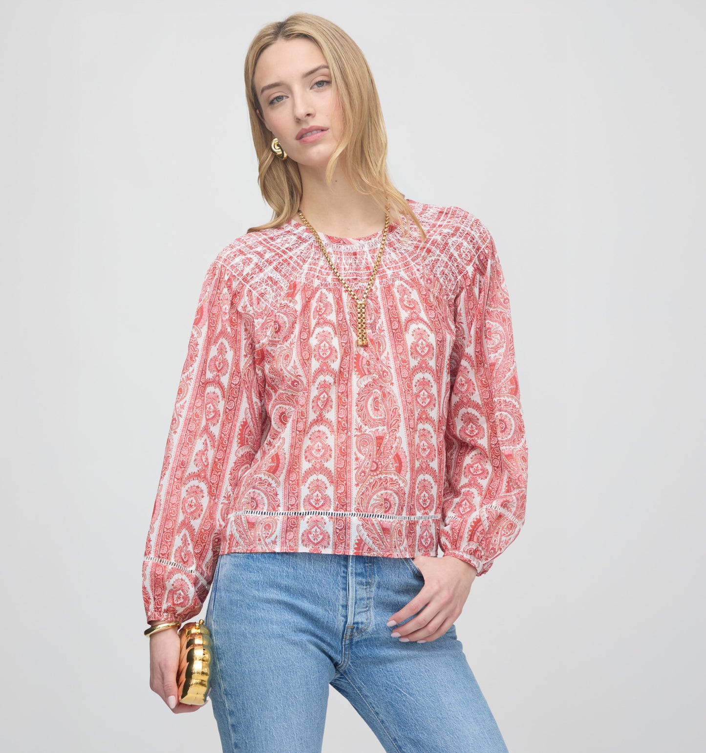 The Skye Top - Coral Corsica Paisley