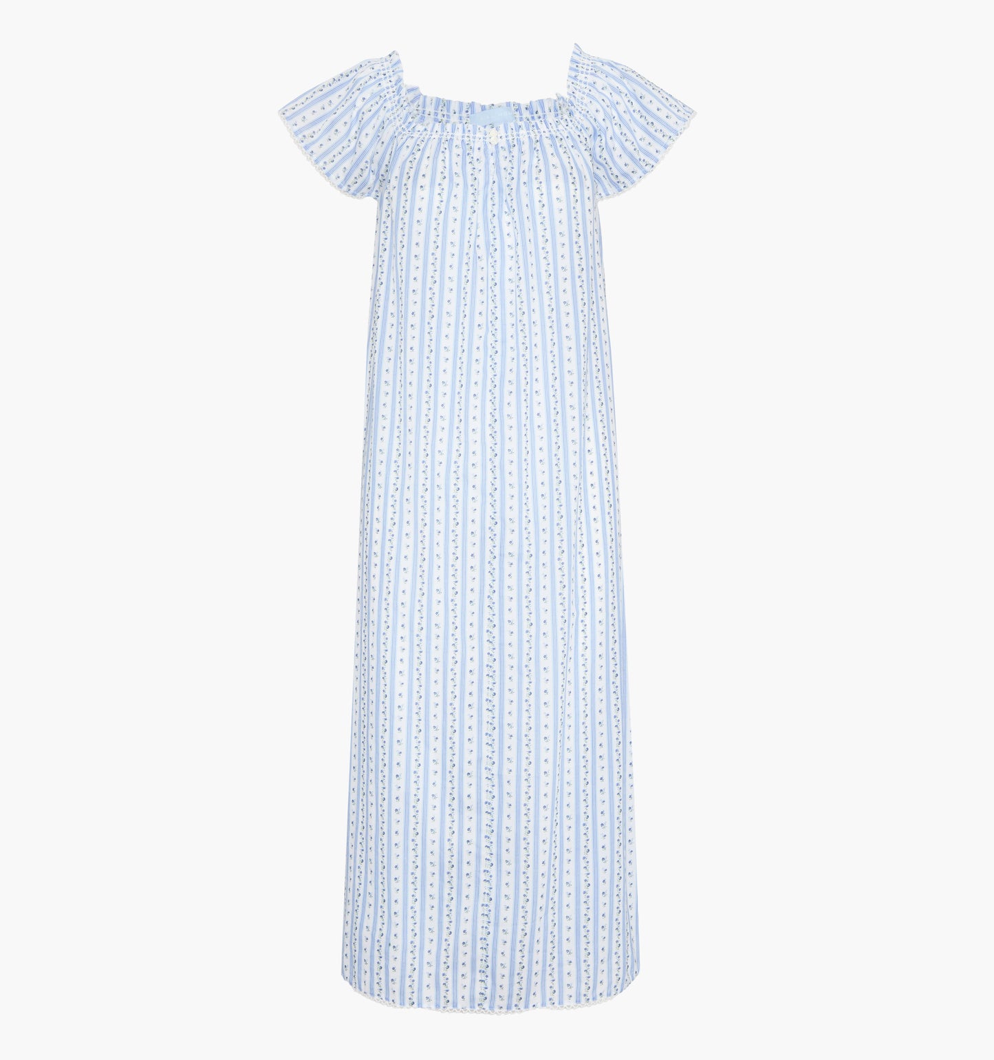 The Therese Nightgown - Blue Petal Stripe