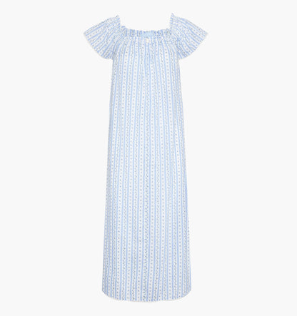 The Therese Nightgown - Blue Petal Stripe