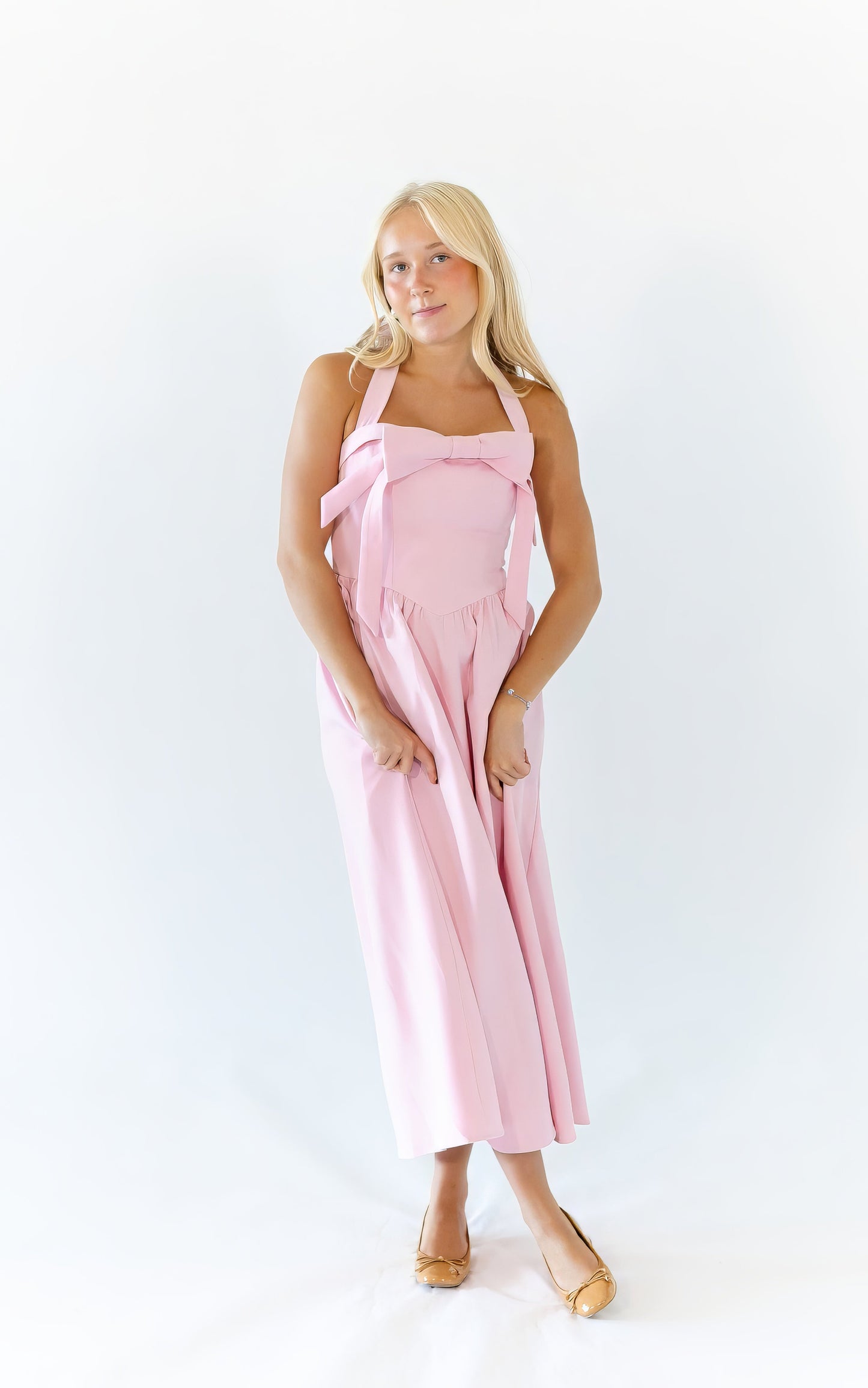 Deyna Bow Accent Halter Dress