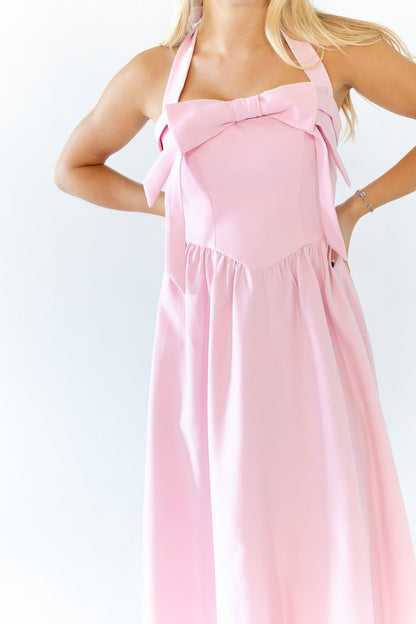 Deyna Bow Accent Halter Dress