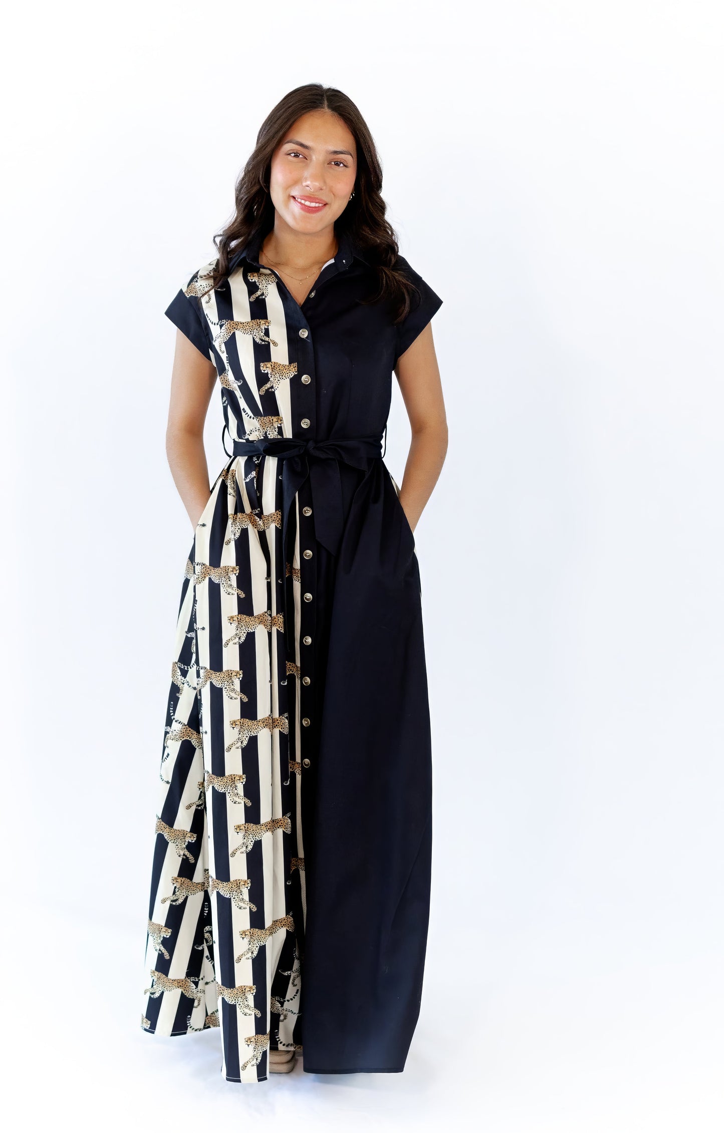 Mecca Striped Cheetah Maxi Dress