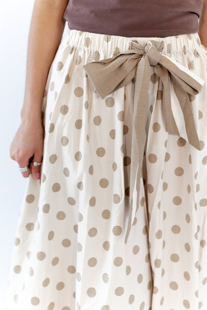 Jenson Polka Dot Tie Skirt · Taupe