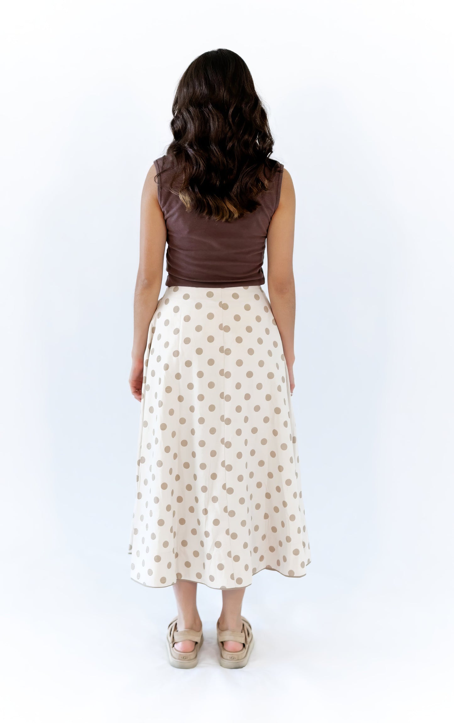 Jenson Polka Dot Tie Skirt · Taupe