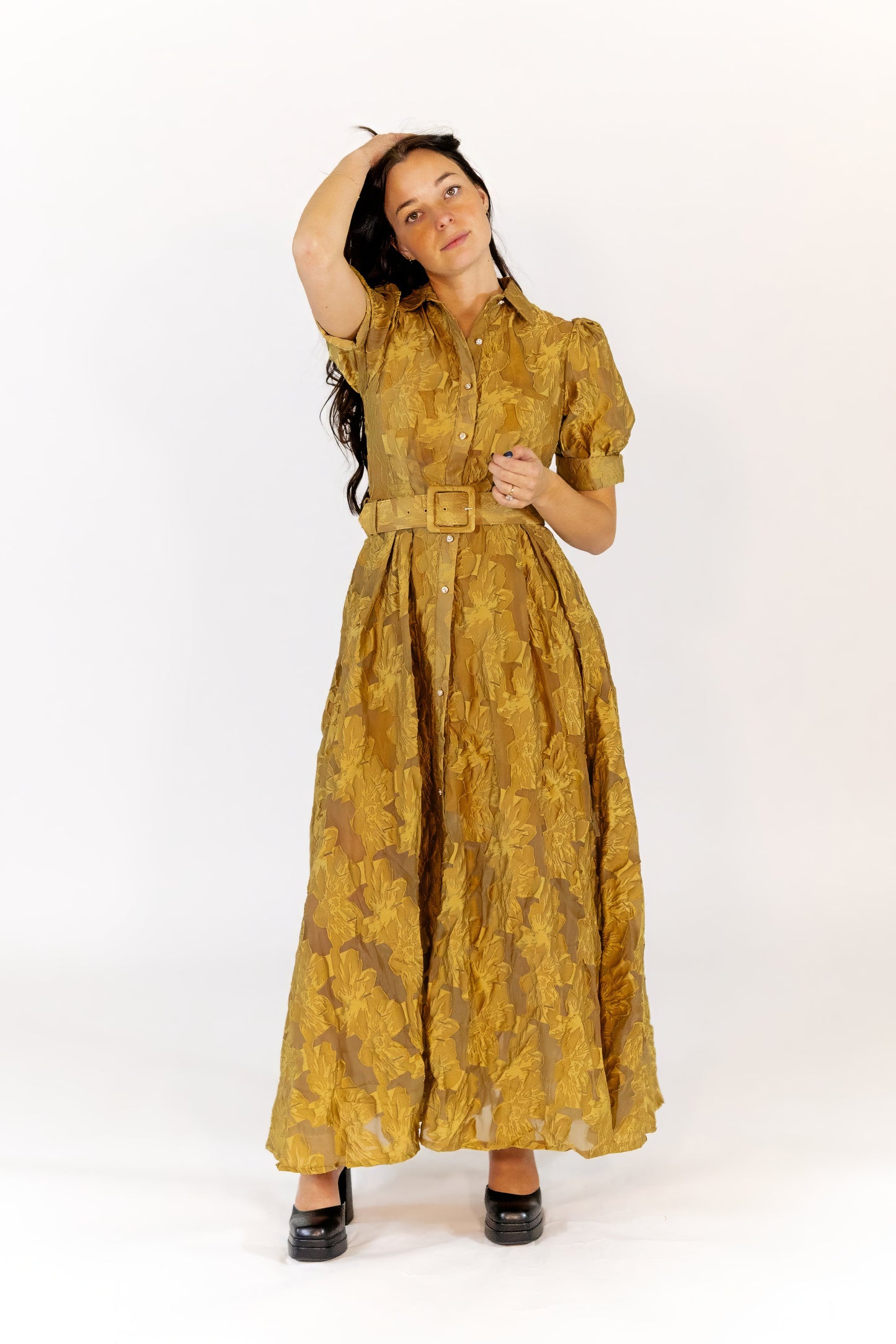 Chiara Lace Belted Maxi