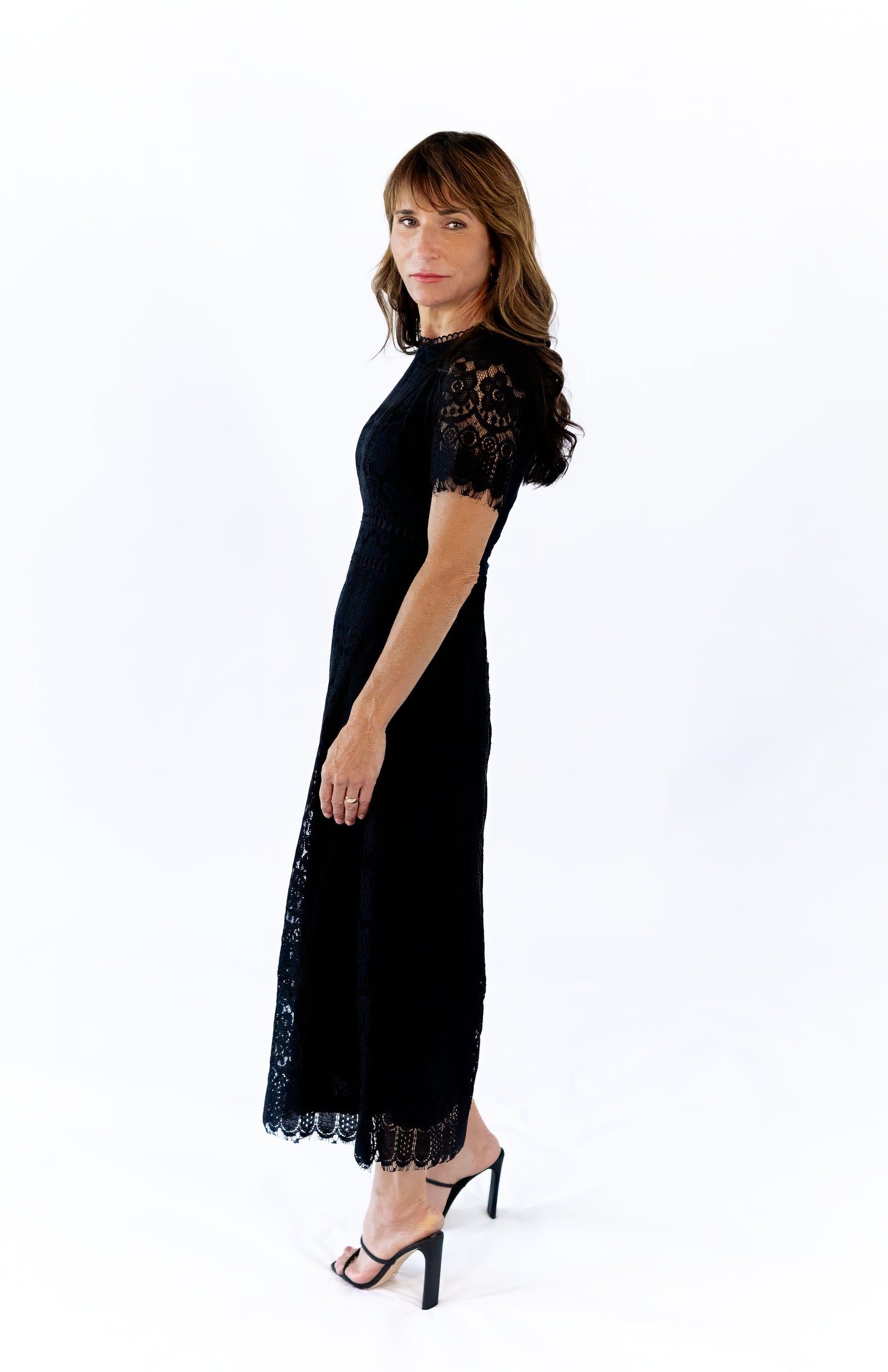 Joy Scalloped Lace Dress · Black