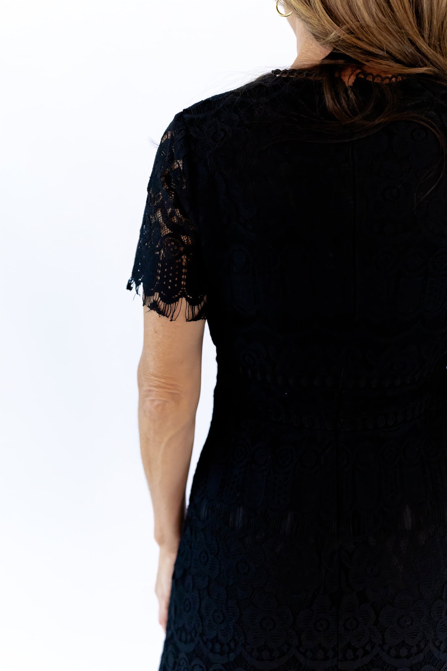 Joy Scalloped Lace Dress · Black